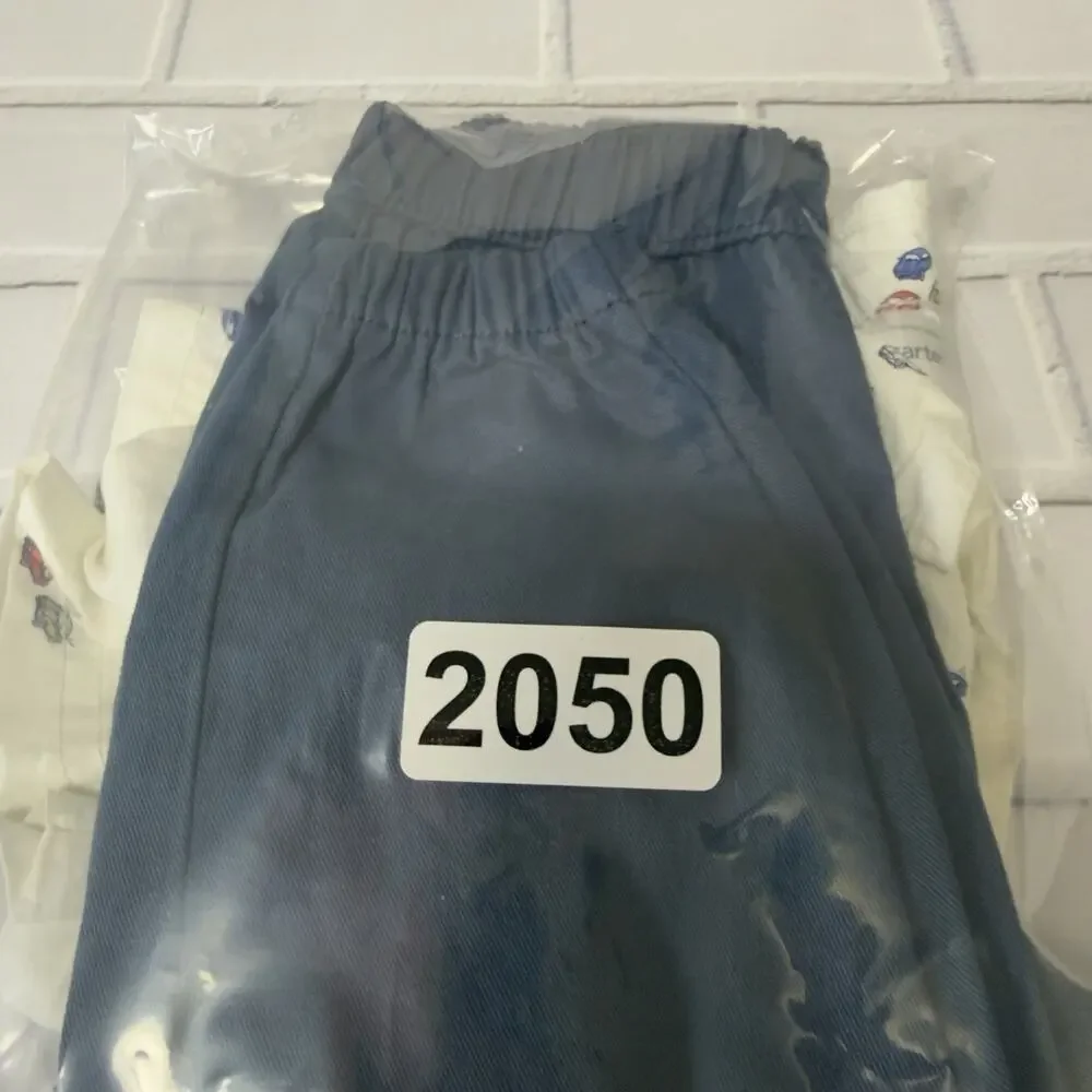 Carter's Boys Button Up Short Sleeve Shirt & Unbranded Blue Pants 18 Months Cars